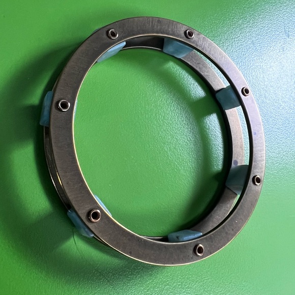 Jan Michaels Bangle Bracelet cube Stone circle square geometric modernist brass - Picture 6 of 6